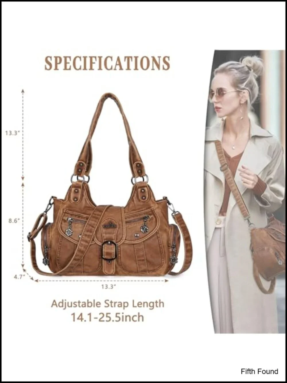 Vegan Leather Hobo Shoulder Bag Roomy Tote Handbag Crossbody